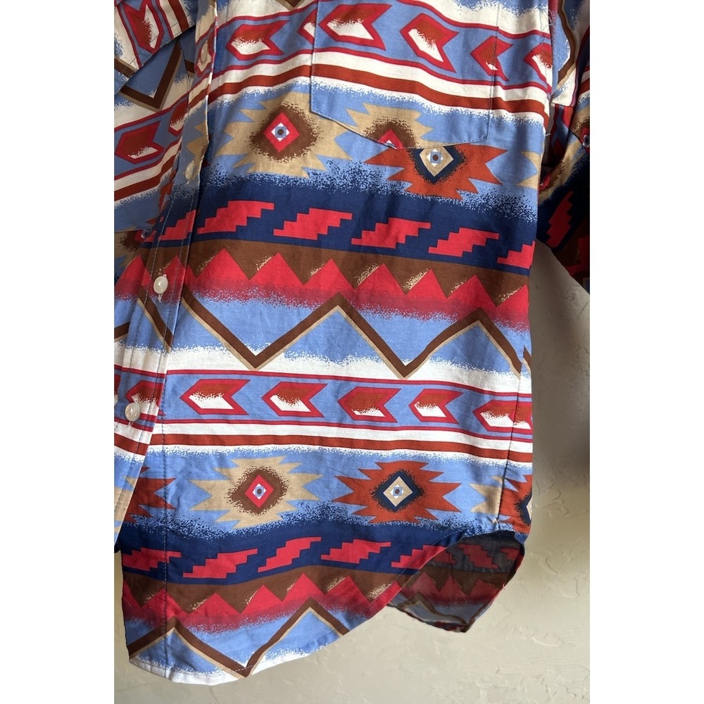 Vintage 90s Pecos Blue Western Button‎ Up Shirt M Southwestern Rodeo Cowgirl - Picture 6 of 8